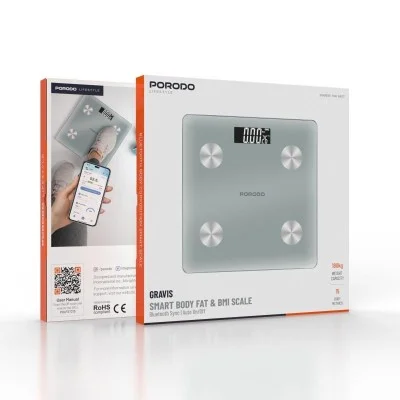 Porodo Lifestyle Gravis Smart Body FAT & BMI Scale - White